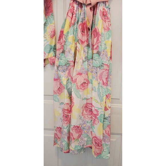 Vtg 1980s Ellen Hart Original Pink Pastel Floral Shirt Dress W/ Belt Flower 22 T - Picture 16 of 16